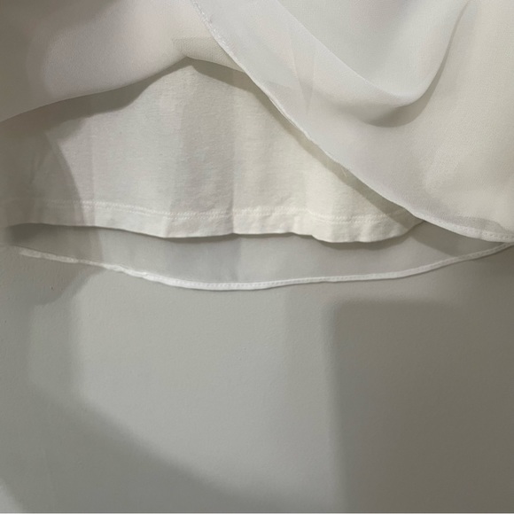 Zara White Chiffon Balloon Sleeve Blouse Top Size Small bin 3G - Picture 5 of 6